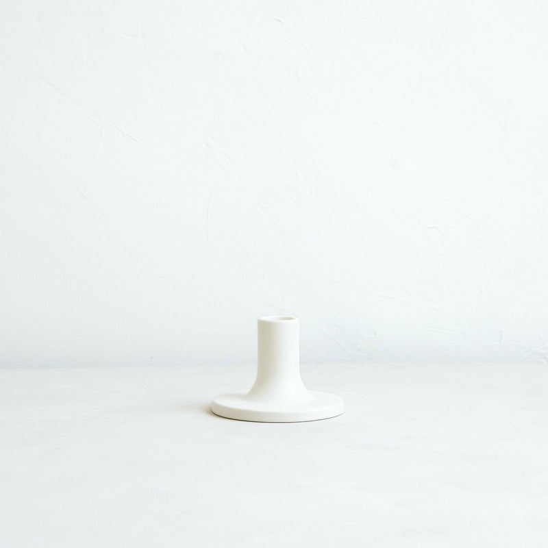 The Floral Society | Candle Holders - Grand - Tall - Earth: Elegant ceramic taper holder with a clean, matte finish, designed for dynamic display with standard taper candles.