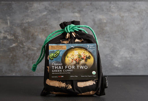 Thai for Two | Cooking Kit - Green Curry includes organic ingredients for an authentic Thai meal, perfect for two, in a reusable bag. Ideal for gifting.