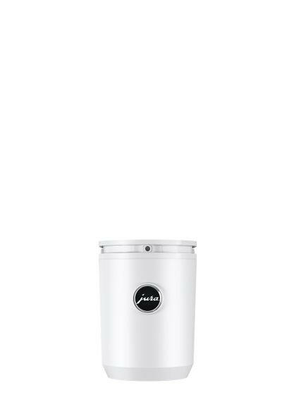 Jura Cool Control 0.6L Milk Cooler enhances coffee preparation by maintaining milk at 39°F, complementing JURA machines with its sleek, high-quality design.