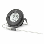 ThermoWorks DOT Simple Alarm Thermometer with a probe for precise temperature tracking in various cooking methods, featuring a sleek, practical design for professional kitchen use.