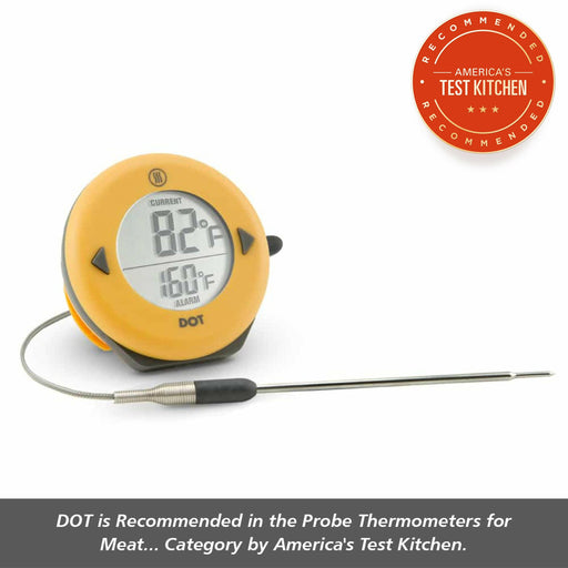 ThermoWorks | DOT Simple Alarm Thermometer, featuring a 4.5-inch probe and large display for precise temperature tracking in various cooking methods, ideal for professional kitchens.