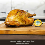 ThermoWorks | DOT Simple Alarm Thermometer - Yellow with a probe and large display, designed for precise temperature tracking in diverse cooking methods.