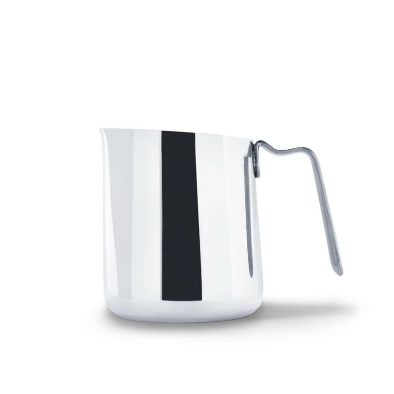 Fellow | Eddy Steaming Pitcher - 12 oz. features a fluted spout and sharp crease for precise latte art, ideal for crafting coffee designs.