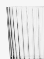 LSA International GIO Tealight Holder set includes four linear-textured votive holders, perfect for versatile use as tumblers or small bowls, enhancing any decor with included candles.