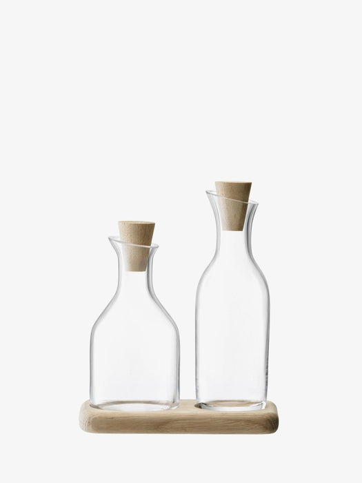 LSA International | Serve Oil + Vinegar Set with Oak Base