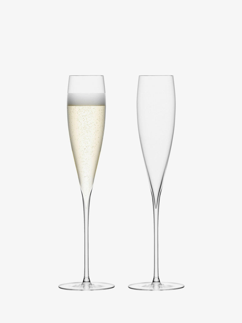 LSA | Savoy Collection features elegant mouth-blown flutes and coupes, ideal for sparkling wines and desserts, with fine curved bowls and hand-drawn stems.