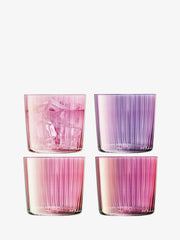 Set of four LSA International Gems Tumblers, 19oz each, showcasing a fluted texture and hand-painted finish, embodying elegance and functionality for diverse dining occasions.
