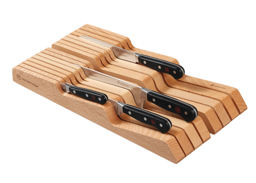 Wüsthof In-Drawer Knife Tray - Small, designed to hold up to seven knives, fits neatly in drawers for efficient and safe cutlery storage, measuring 17 x 4 x 2.