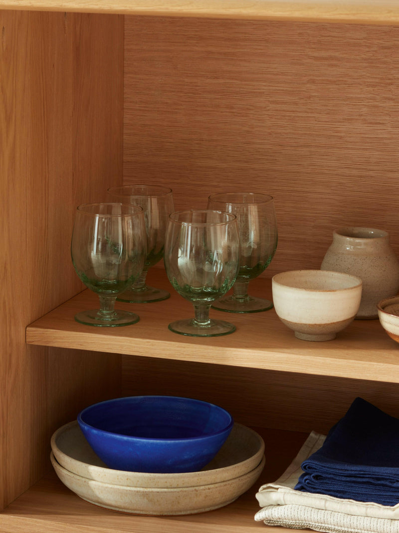 LSA International Mia Glass Collection - Individual Wine Glass: Set of four mouth-blown wine glasses with short thick stems and subtly fluted, deep bowls.