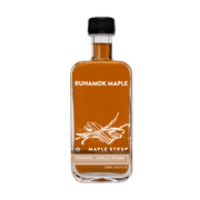 Runamok Maple Syrups - Smoked with Pecan Wood bottle, showcasing the unique infusion perfect for enhancing breakfast dishes, desserts, and beverages with a rich, smoky flavor.
