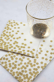 Hester & Cook's Gold Celebration Collection features Black & Gold Awning Stripe Cocktail Napkins, perfect for adding elegance to festive gatherings.