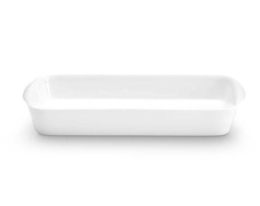 Pillivuyt Rectangular Baker, Small: 9.5x5x1.5, 24 oz. Durable, handcrafted porcelain dish, ideal for oven-to-table use, featuring excellent heat conduction and retention.