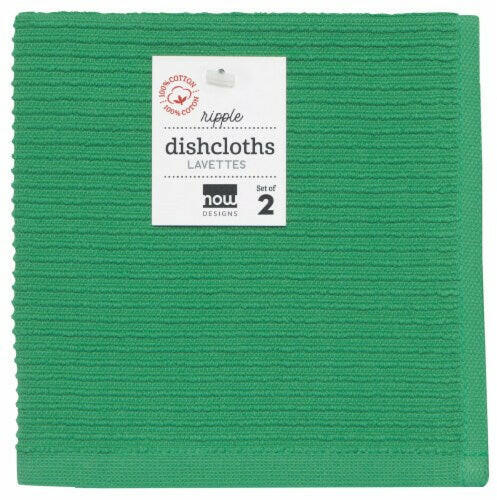Danica Ripple Dishcloths Set of Two - Greenbriar, featuring ribbed terry cloth, ideal for gentle yet effective dishwashing. Includes a white label and tag.