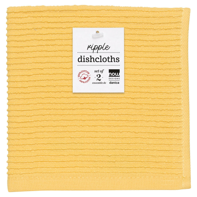 Danica Ripple Dishcloths set, featuring ribbed terry cloth design, perfect for kitchen tasks. Comes with a white tag, ideal for Athens Cooks' curated kitchen collection.