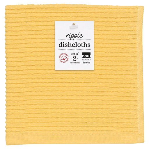 Danica Ripple Dishcloths set, featuring ribbed terry cloth design, perfect for kitchen tasks. Comes with a white tag, ideal for Athens Cooks' curated kitchen collection.