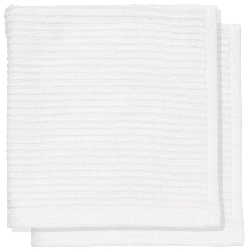 Danica Ripple Dishcloths, Set of Two - Greenbriar, shown folded, emphasizing their thick, ribbed terry texture, ideal for efficient dishwashing in any kitchen.