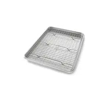 USA Pan | Sheet Pans + Rack Sets - Extra Large Sheet Pan + Baking Rack, ideal for even baking and cooling of cookies, cakes, and crispy bacon.