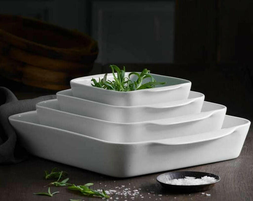 Pillivuyt Square Bakers - Extra Large - 3 qt, crafted porcelain bakeware, oven-safe up to 550°F, ideal for both baking and serving, showcasing durability and elegance.
