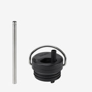 Klean Kanteen | 20oz TKWide Insulated Water Bottle with Twist Cap features a sleek black design with a metal handle and integrated reusable straw.