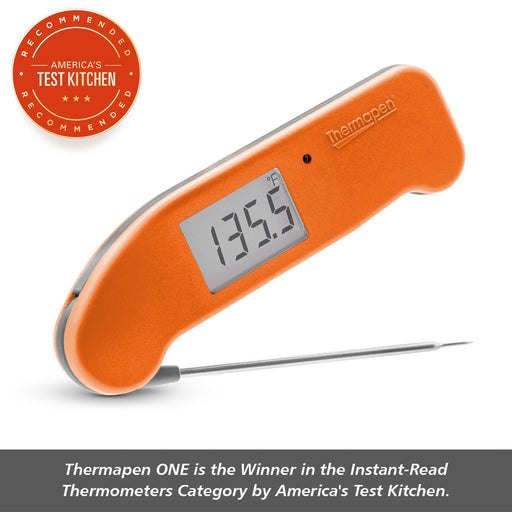ThermoWorks | Thermapen ONE - Purple, featuring a redesigned battery compartment, auto-rotating display, motion-sensing, waterproofing, and instant readings; ideal for precision cooking.