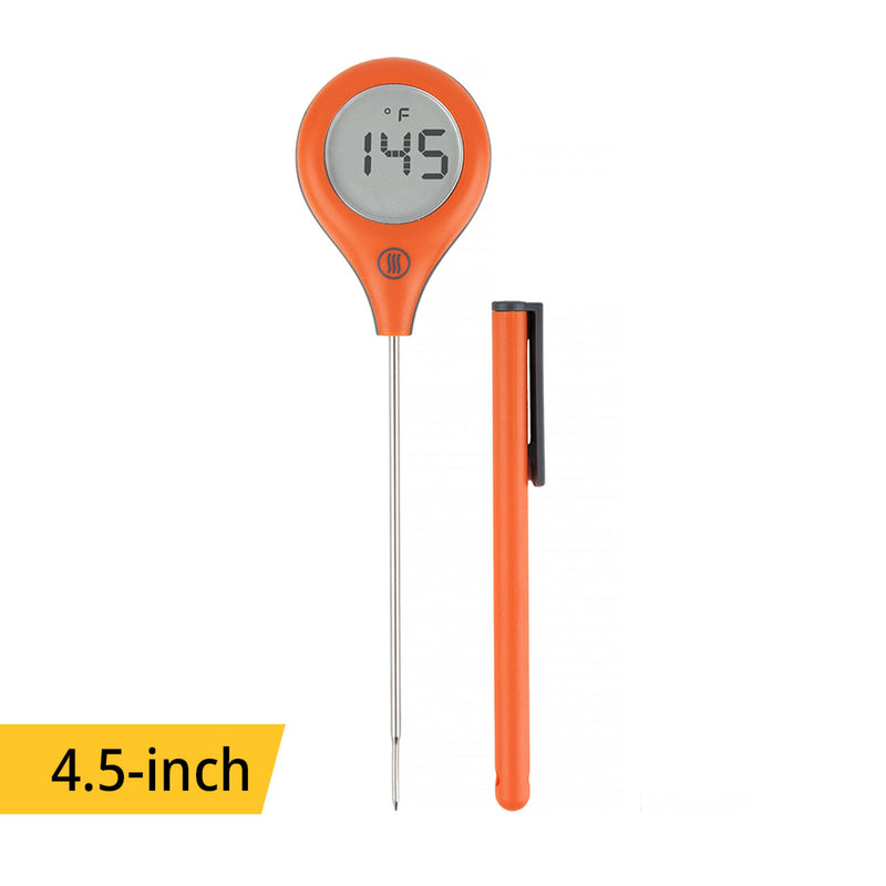 ThermoWorks ThermoPop 2 Thermometer - Pink with ergonomic design, auto-rotating backlit display, and waterproof IP67 rating, offering fast, accurate readings for versatile kitchen use.