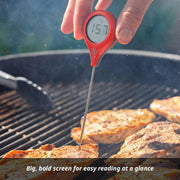 ThermoWorks ThermoPop 2 Thermometer, ergonomic and waterproof, features a 1 ¼-inch auto-rotating screen, offering quick, accurate temperature readings for versatile kitchen use.