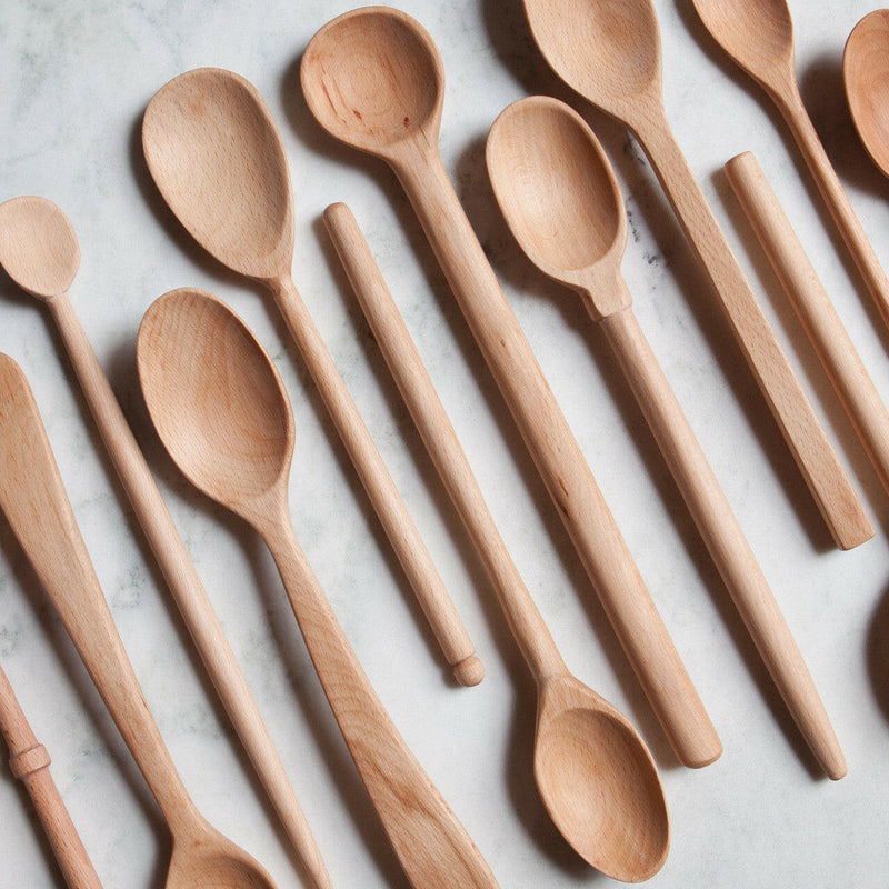 Sir|Madam | Wooden Spoons - XLarge, hand-carved beechwood spoons perfect for cooking and serving, showcased in close-up detail, highlighting craftsmanship and texture.