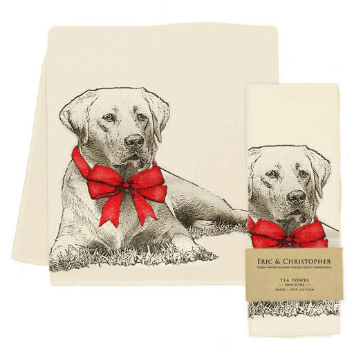 Eric and Christopher | Yellow Lab with Ribbon Tea Towel.