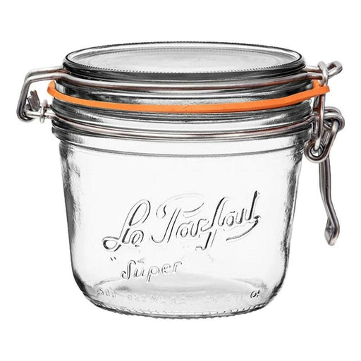 Le Parfait | Super Jars - 1L with hinged metal clamp and orange rubber seal, ideal for preserving, storing, and displaying kitchen essentials from Athens Cooks.