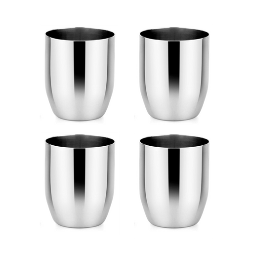 Ahimsa | Stainless Steel Kids Dishes - Fork + Spoon Set - Classic, featuring a close-up of the durable stainless steel cup from the Starting Solids Set for children.