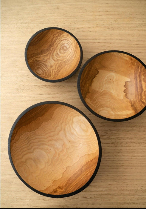 Handmade Ukrainian Charred Wooden Salad Bowls