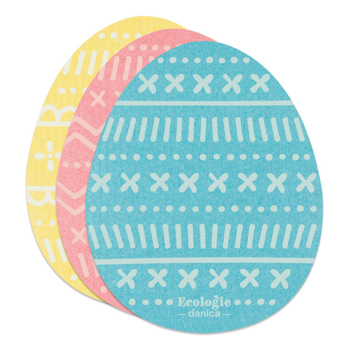 Ecologie | Easter Eggs Shaped Swedish Dishcloths | Set of 3.