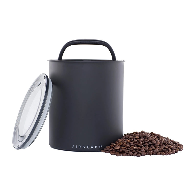 Planetary Design | Airscape | Classic and Kilo Stainless Steel Canisters - Chalk - Matte White - Large, featuring a clear lid and stainless steel body for preserving freshness.