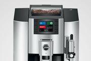 Jura | E8 - Fully Automatic Espresso + Coffee Machine featuring sleek design, Professional Aroma Grinder, and TFT display for effortless brewing of 17 specialty coffees.