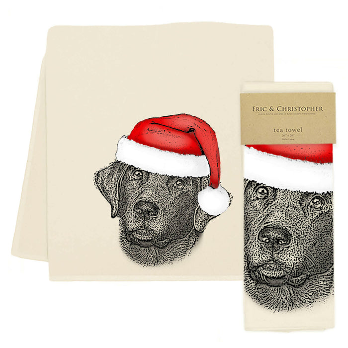 Eric and Christopher | Santa Black Lab Tea Towel.