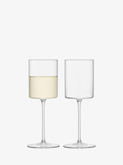 LSA International Otis Glassware Collection Champagne Flute, featuring a contemporary geometric design with a hand-drawn stem and fire-polished rim, highlighting craftsmanship and elegance.