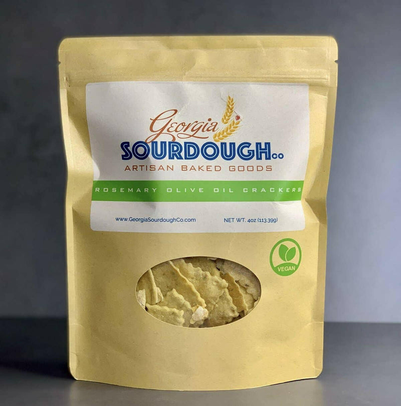 Georgia Sourdough Co. Crackers - Cheese, showcasing cheddar, Parmesan, and mozzarella blend, ideal for pairing with cheeses or dips. Perfect for Athens Cooks' specialty food selection.