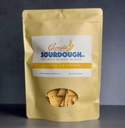Georgia Sourdough Co. Crackers - Cheese, showcasing a mix of cheddar, Parmesan, and mozzarella, ideal for pairing with cheeses or dips, embodying Athens Cooks' specialty food range.