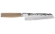 Shun | Premier Knife Series - Premier Combination Honing Steel features a Damascus steel gyuto with a tsuchime finish and D-shaped wooden handle, showcasing meticulous craftsmanship.