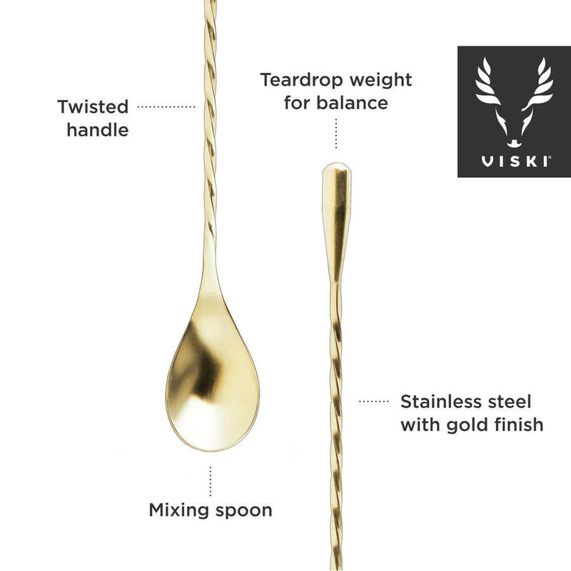 Viski | 16" Gold Weighted Barspoon.